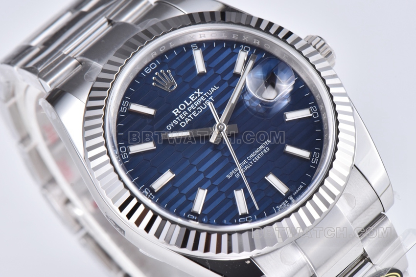 C factory Rolex log top-tier 1:1super blue pit pattern three grid chain m126334-0031front live photo