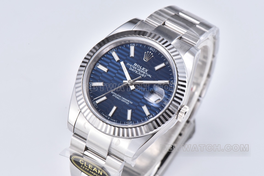 C factory Rolex log top-tier 1:1super blue pit pattern three grid chain m126334-0031front live photo