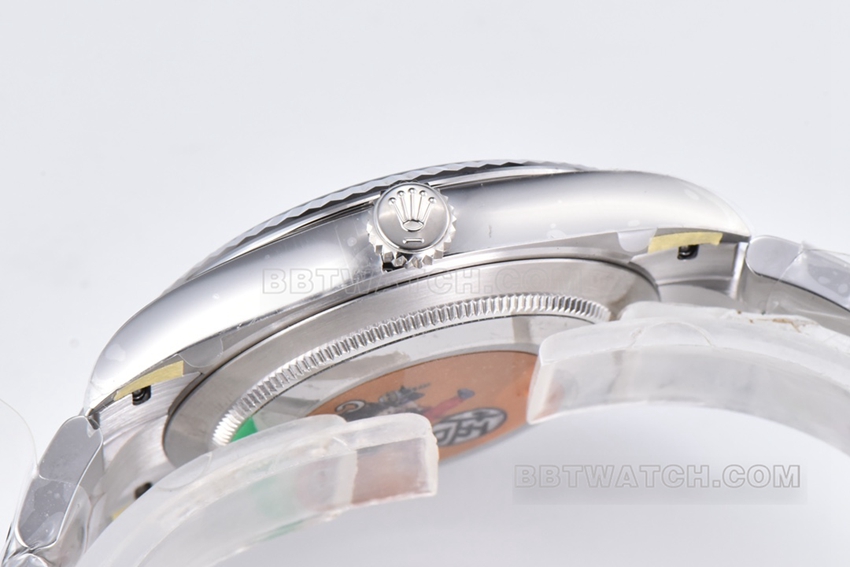 C factory Rolex log top-tier 1:1super blue pit pattern three grid chain m126334-0031side live photo