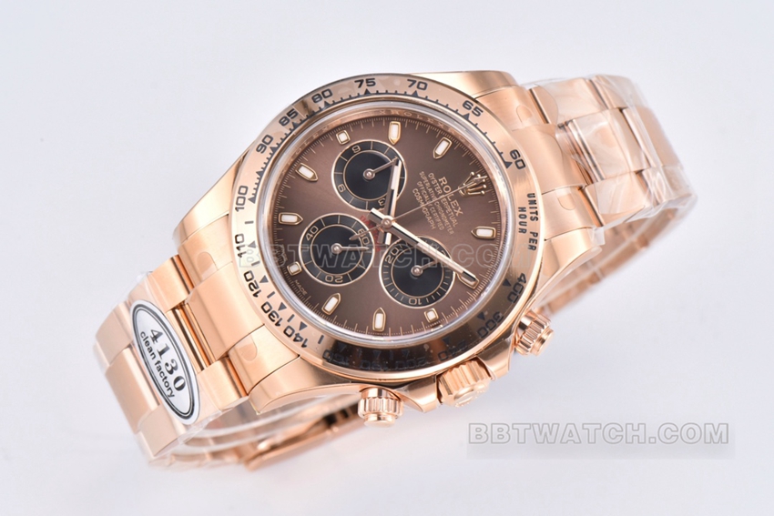 C factory Rolex Daytona top pink brown disk rose gold steel strap models m116505-0013 front real picture