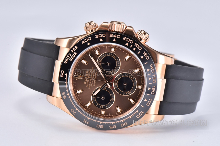 Factory C Rolex Daytona1:1super brown plate rose rubber model M116515LN-0041front live photo