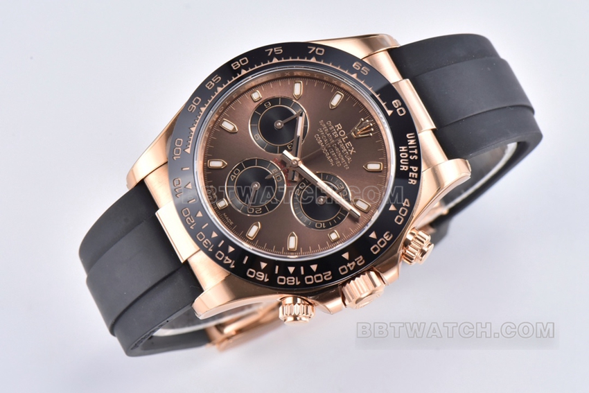 Factory C Rolex Daytona1:1super brown plate rose rubber model M116515LN-0041front live photo