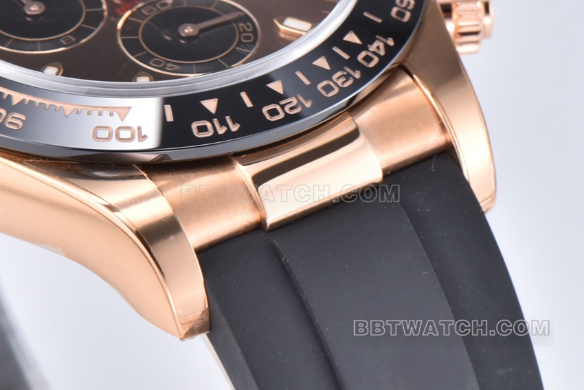 Factory C Rolex Daytona1:1super brown plate rose rubber model M116515LN-0041front live photo