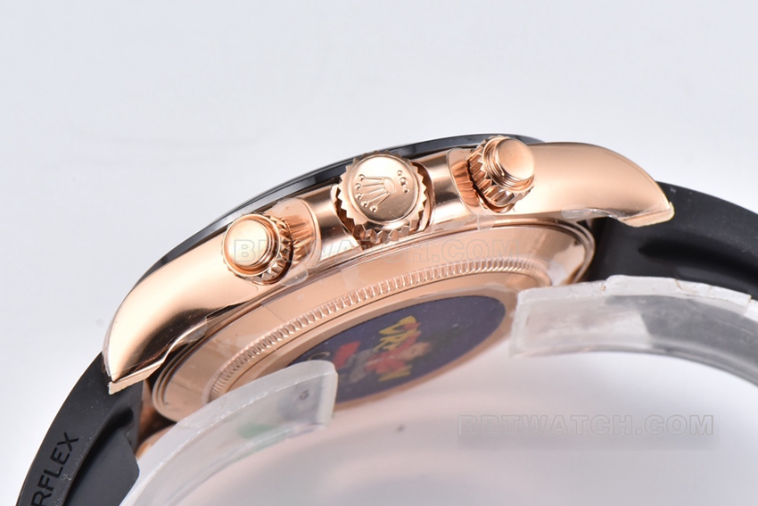 Factory C Rolex Daytona1:1super brown plate rose rubber model M116515LN-0041side live photo