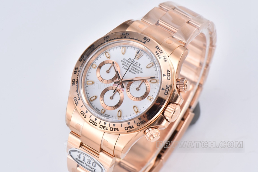 Factory C RolexDaytonatop-tier 1:1high-quality replicawhite dialrose goldsteel braceletm116505-0010front live photo