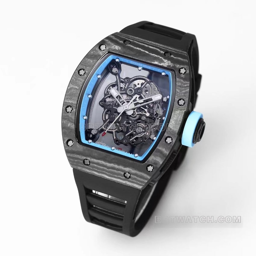 BBR factory Richard Mille men's hollow plate blue inner ring RM055 carbon fiber front live photo