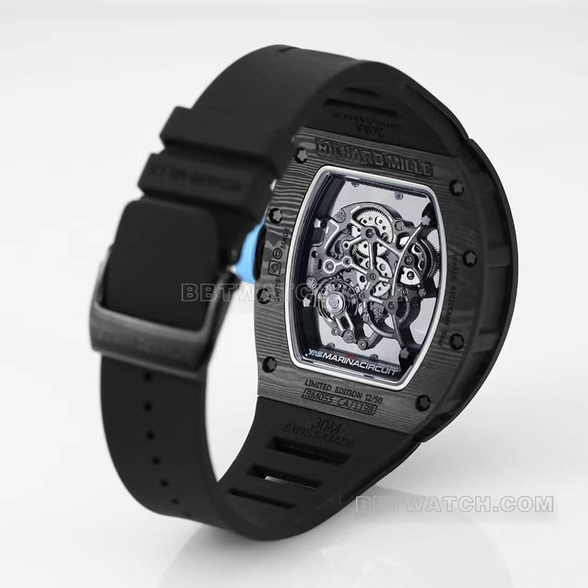 BBR factory Richard Mille men's hollow plate blue inner ring RM055 carbon fiber braceletlive photos