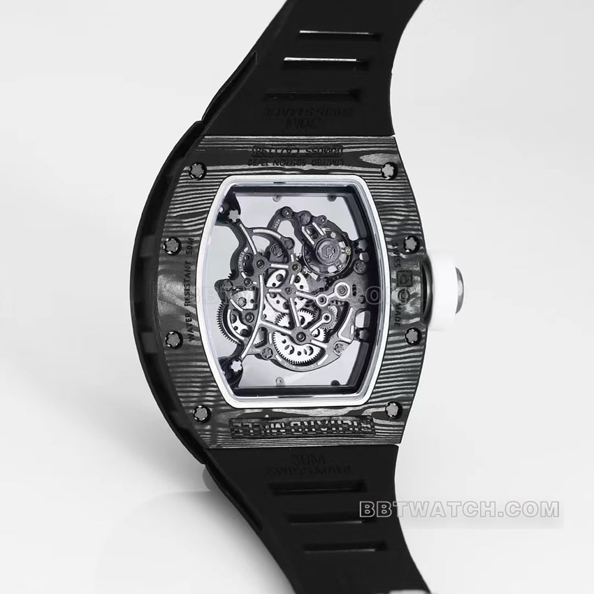 BBR factory Richard Mille men's hollow plate white inner ring RM055 carbon fiber caseback live photo