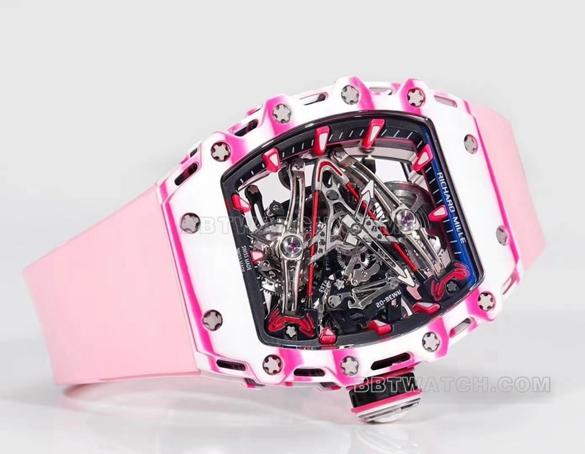 Richard Mille men's top-tier pink rubber RM 38-02 front live photo