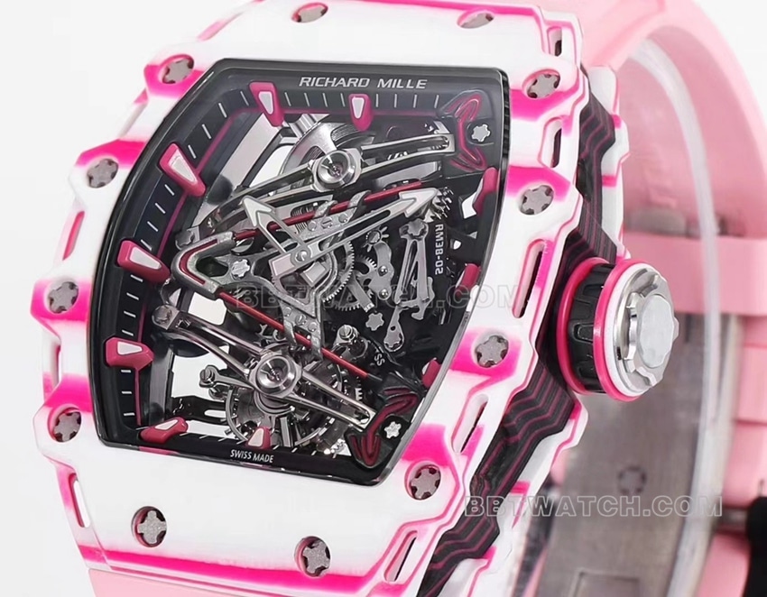 Richard Mille men's top-tier pink rubber RM 38-02 front live photo