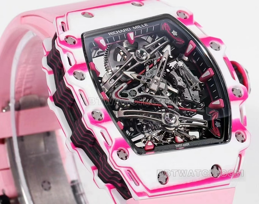 Richard Mille men's top-tier pink rubber RM 38-02 front live photo