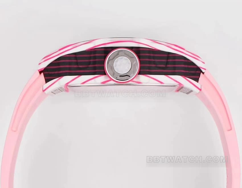 Richard Mille men's 1:1top-tier pink rubber RM 38-02side live photo
