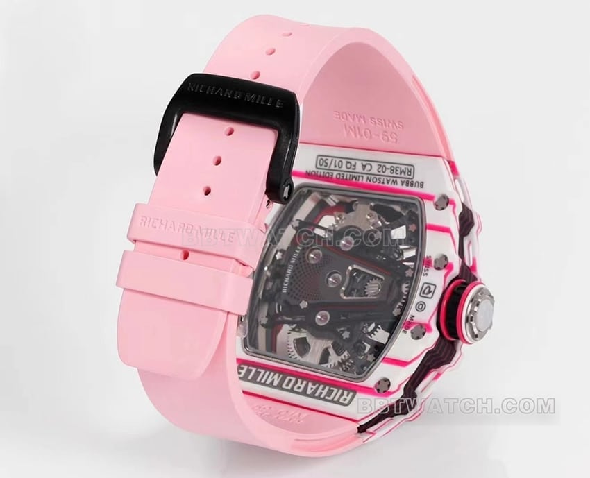 Richard Mille men's top-tier pink rubber RM 38-02braceletlive photos