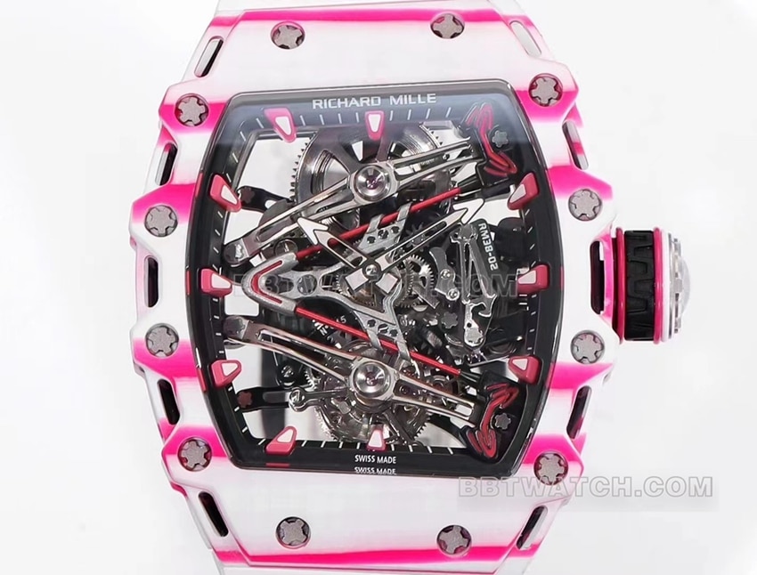 Richard Mille men's top-tier 1:1high-quality white rubber model RM 38-02front live photo