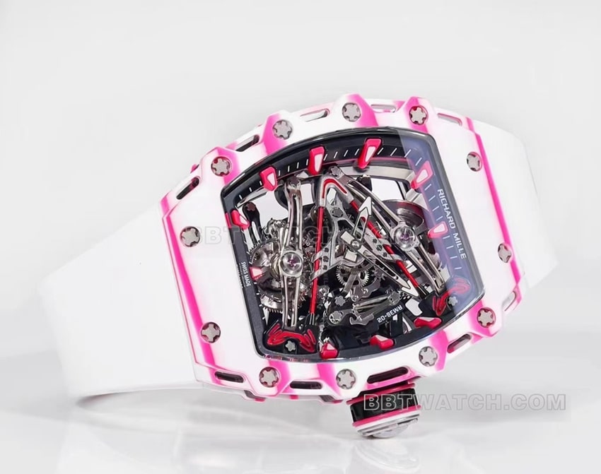 Richard Mille men's top-tier 1:1high-quality white rubber model RM 38-02front live photo
