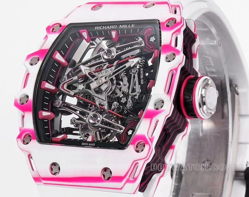 Richard Mille men's top-tier 1:1high-quality white rubber model RM 38-02front live photo