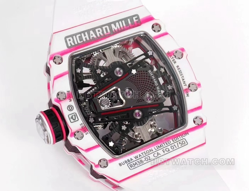 Richard Mille men's top-tier 1:1high-quality white rubber style RM 38-02caseback live photo