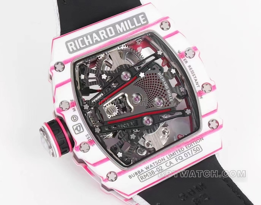 Richard Mille men's top-tier 1:1super white fabric RM 38-02caseback live photo