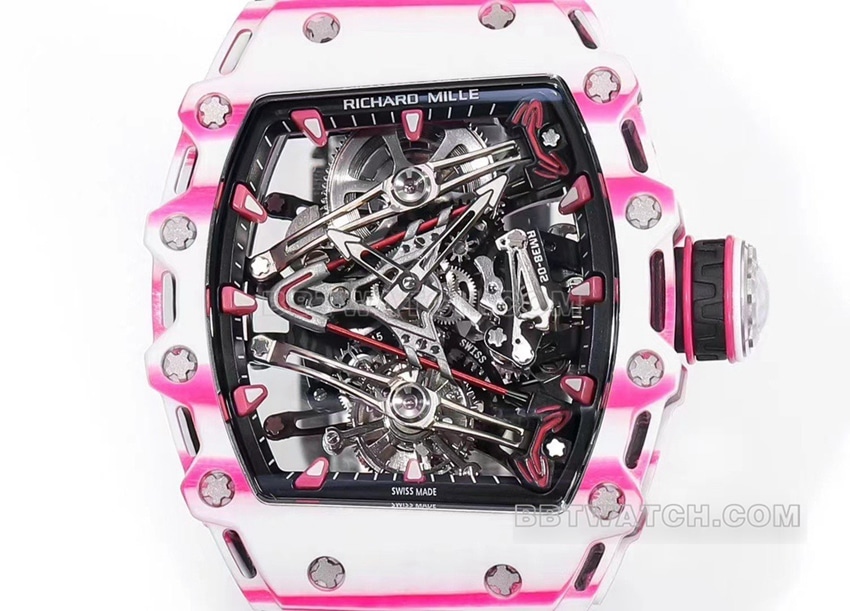 Richard Mille men's top-tier black fabric model RM 38-02front live photo