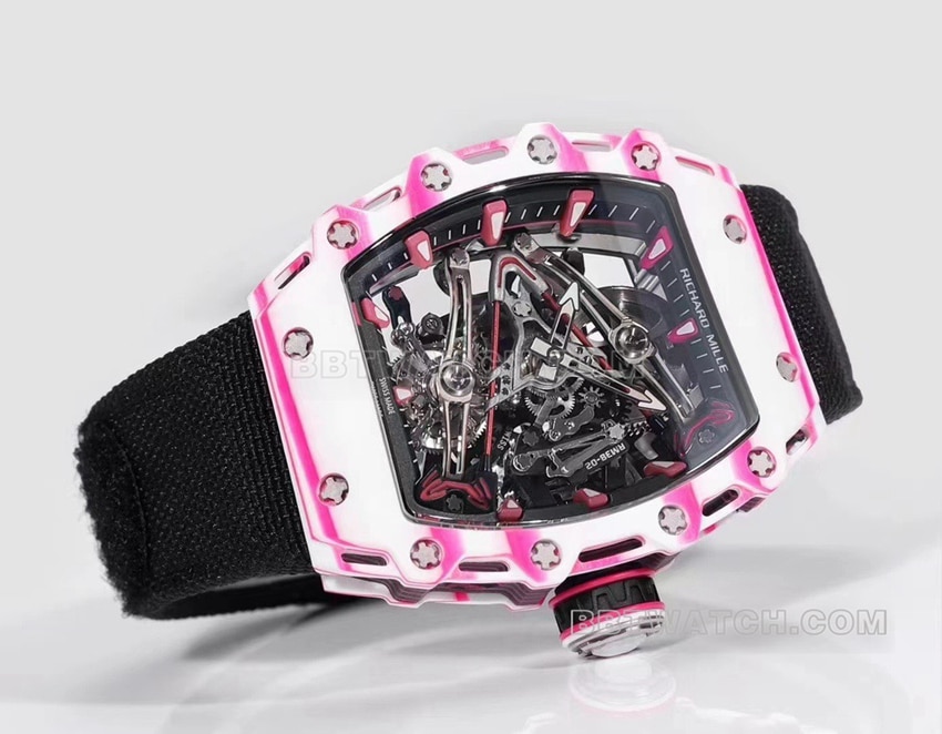 Richard Mille men's top-tier black fabric model RM 38-02front live photo