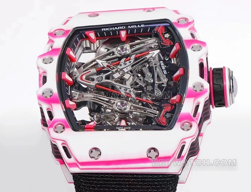 Richard Mille men's top-tier black fabric model RM 38-02front live photo