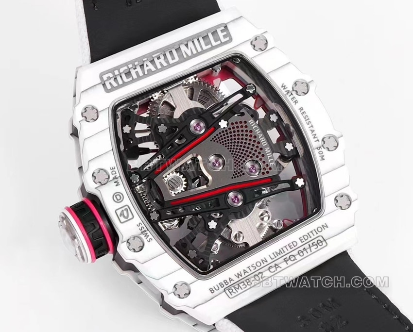 Richard Mille men's white fabric RM 38-02caseback live photo