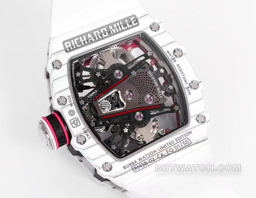 Richard Mille men's white rubber RM 38-02caseback live photo
