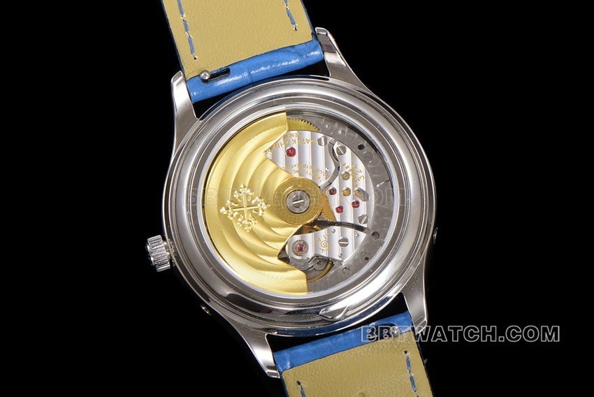 ZP factory Patek Philippe complex function timepiece super cloneblue dial annual calendar leather strap model 4947Gcaseback live photo
