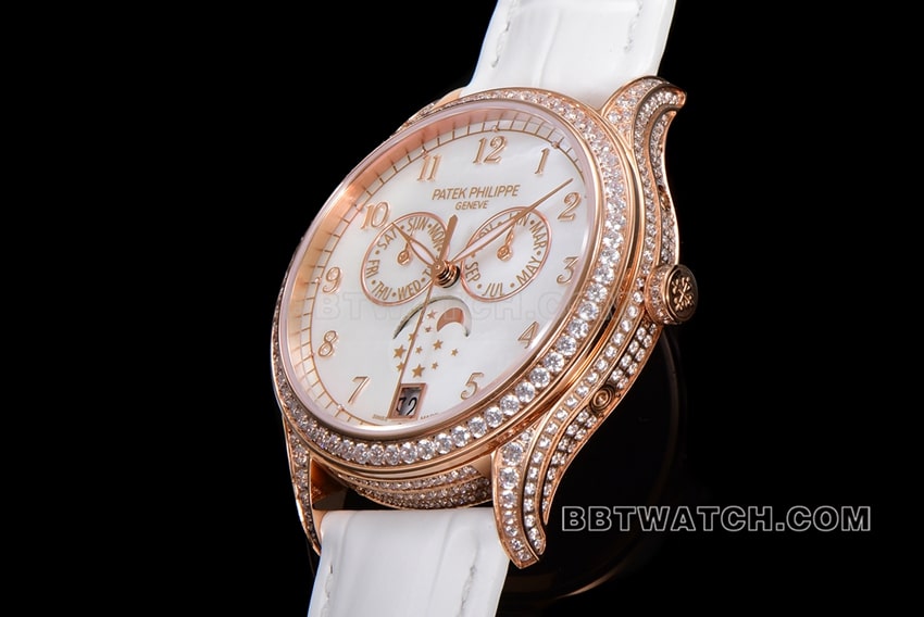 ZP factory Patek Philippe complex function timepiece 1:1top-tier replicawhite dialleather strap model 4948R-001side live photo