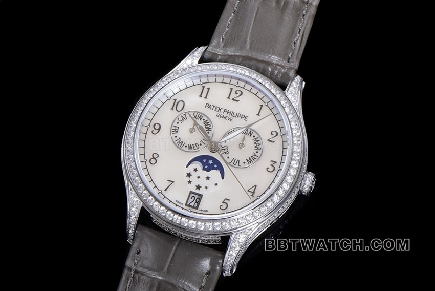 ZP factory Patek Philippe complex function timepiece top-tier 1:1high-quality light gray leather strap model 4948G-010front live photo