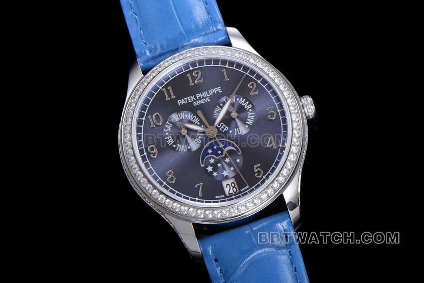 ZP factory Patek Philippe complex function timepiece top-tier 1:1high-quality replicablue dialleather strap model 4947G-001front live photo