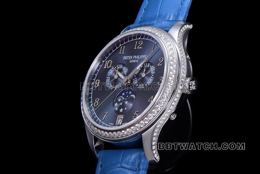 ZP factory Patek Philippe complex function timepiece top-tier 1:1high-quality replicablue dialleather strap model 4947G-001side live photo
