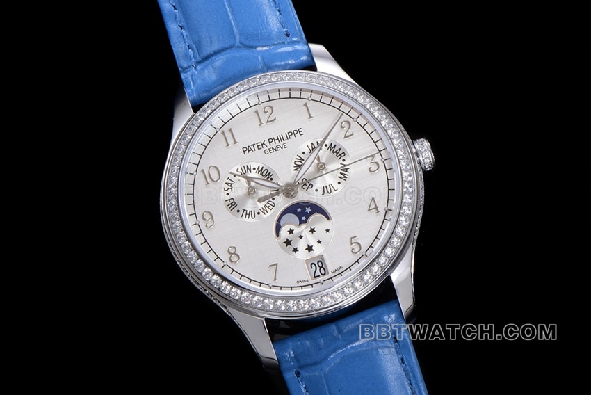ZP factory Patek Philippe complex function timepiece top-tier watch white dialleather strap model 4947G-010front live photo