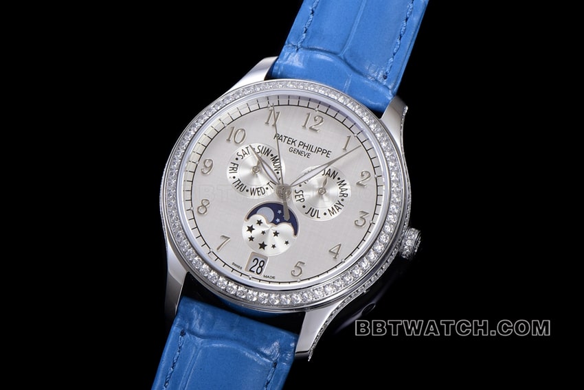 ZP factory Patek Philippe complex function timepiece top-tier watch white dialleather strap model 4947G-010front live photo