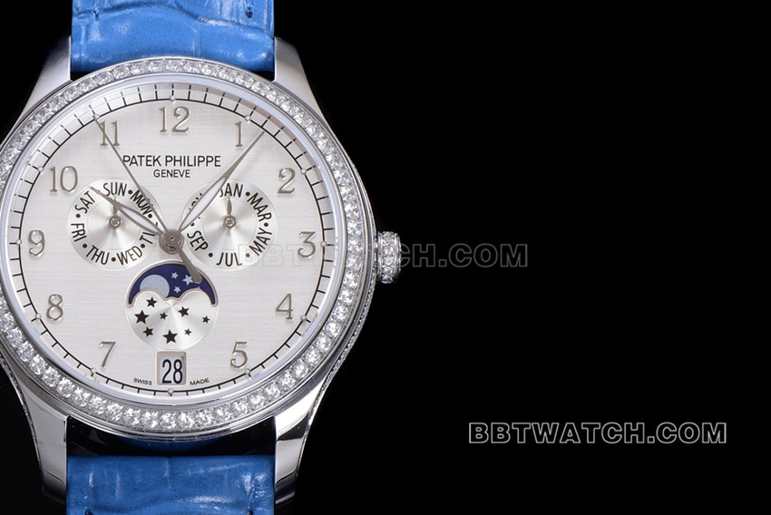 ZP factory Patek Philippe complex function timepiece top-tier watch white dialleather strap model 4947G-010front live photo