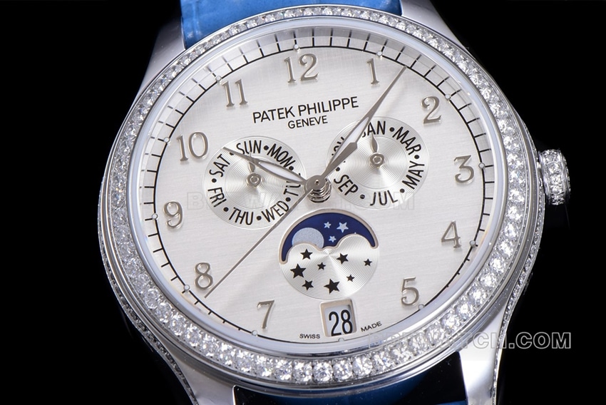 ZP factory Patek Philippe complex function timepiece top-tier watch white dialleather strap model 4947G-010front live photo