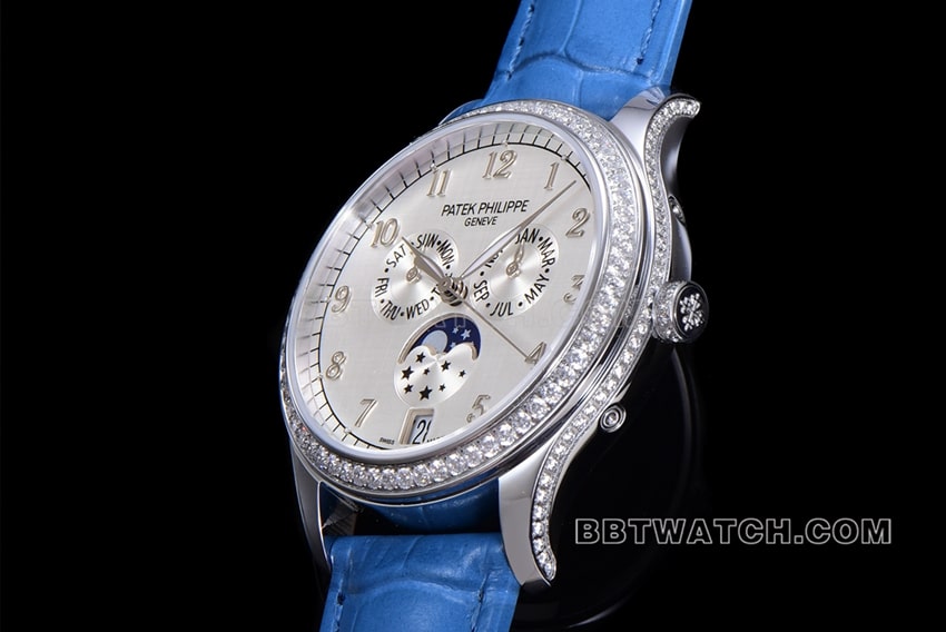 ZP factory Patek Philippe complex function timepiece top-tier watch white dialleather strap model 4947G-010side live photo