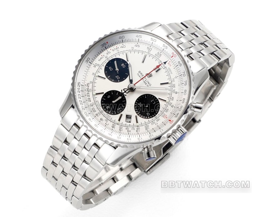 BLS factory Breitling aviation chronograph1:1super silver panda disk AB0121211G1A1front live photo