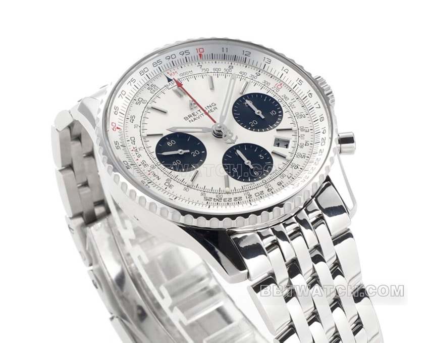 BLS factory Breitling aviation chronograph1:1super silver panda disk AB0121211G1A1front live photo