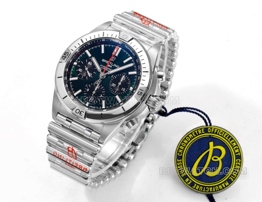 BLS factory Breitling machinery chronograph1:1super clonegreen dialAB01343A1L1A1front live photo