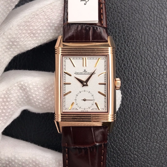 MG Factory Jaeger-LeCoultre Top collectible watches Men's White Plate Brown Strap Flip Series Automatic Manual Mechanical Belt Watches