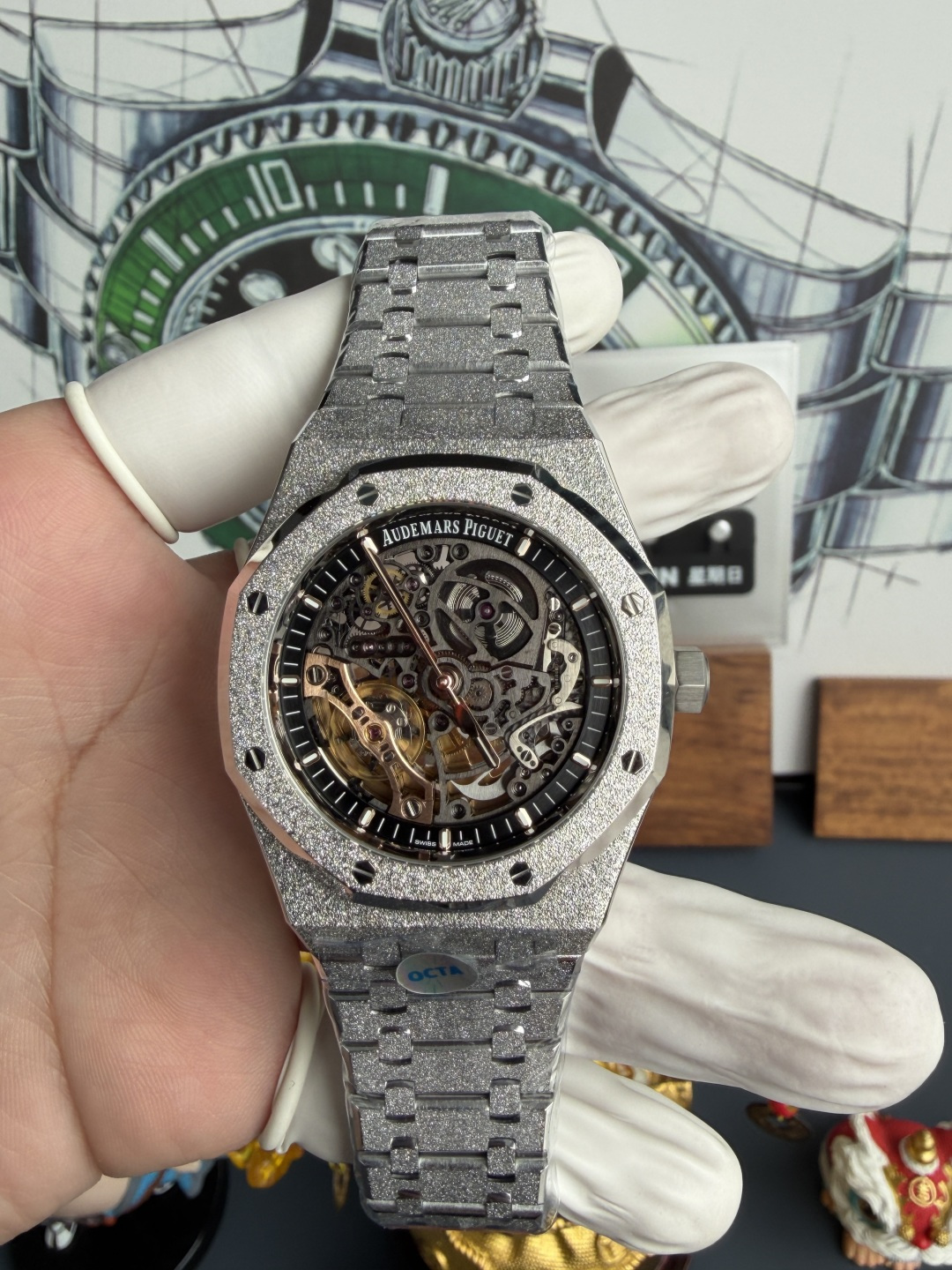 Audemars Piguet Royal Oak 15407BC Frosted Gold Openworked Skeleton Dial 1:1 Best Edition OCTA 41mm (Free Sprung)