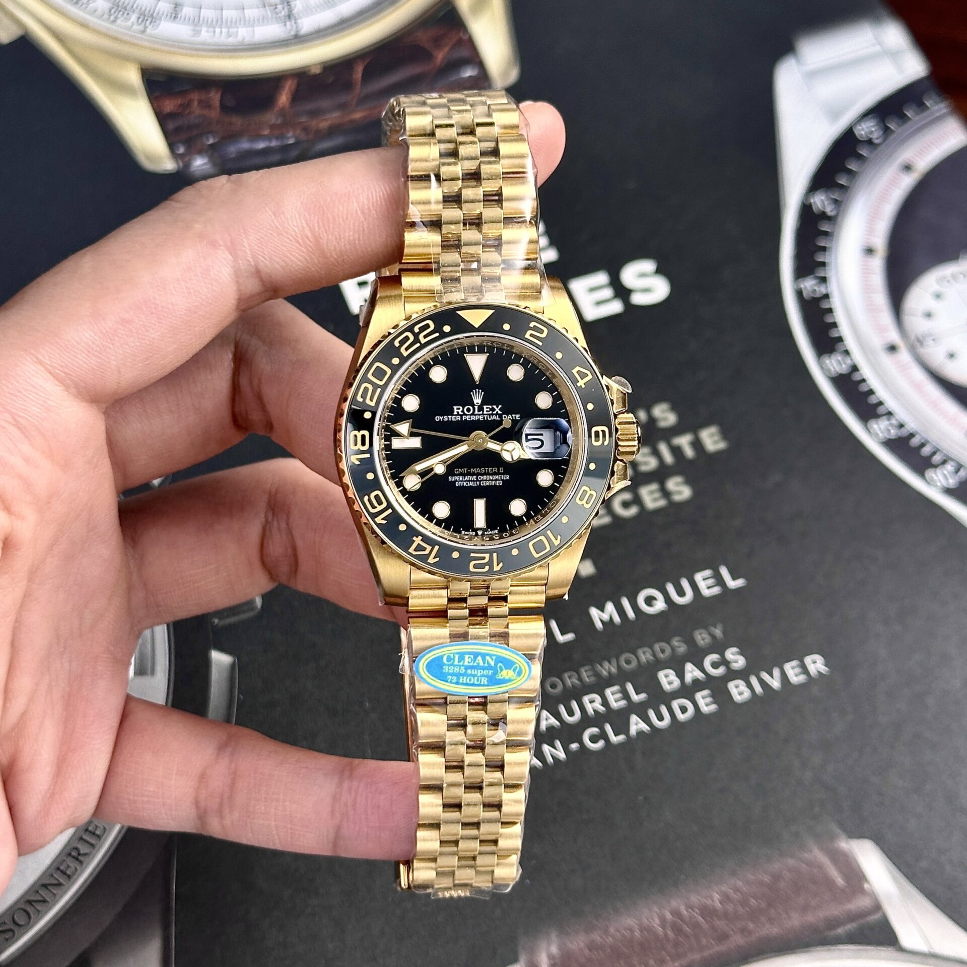 Rolex GMT-Master II 126718GRNR-0001 Yellow Gold Black Dial Jubilee 1:1 Replica Clean Factory 40mm