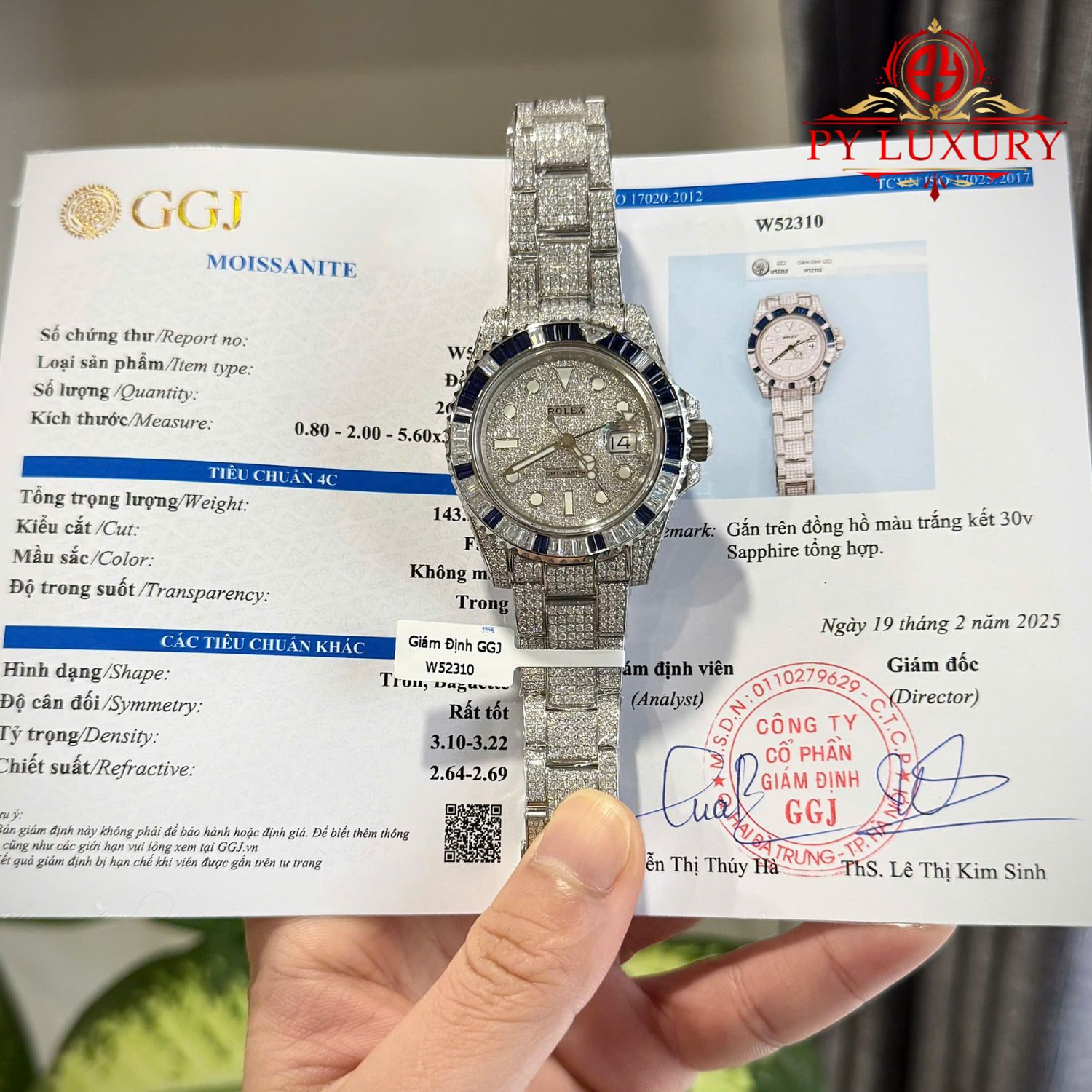 Rolex GMT-Master II Iced Out Moisssanite Baguette Sapphire & Moissanite Bezel 1:1 Best Replica 40mm