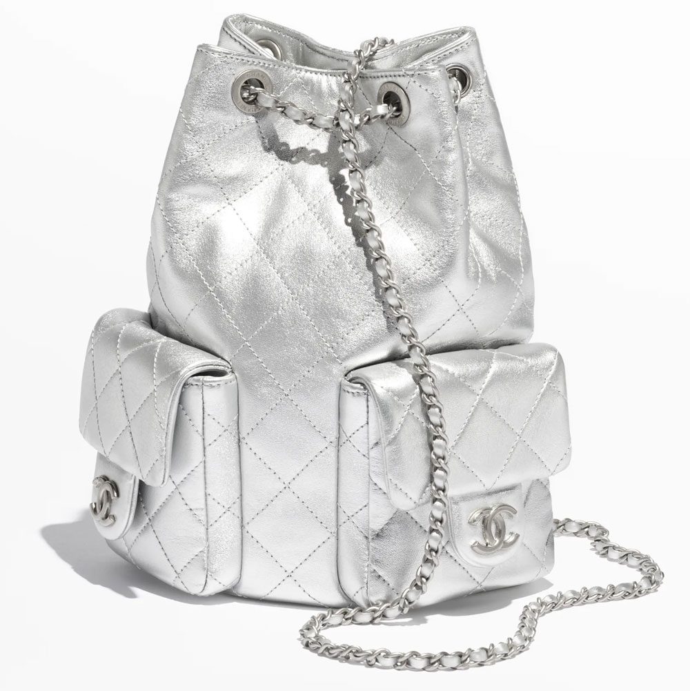 Chanel Silver Backpack