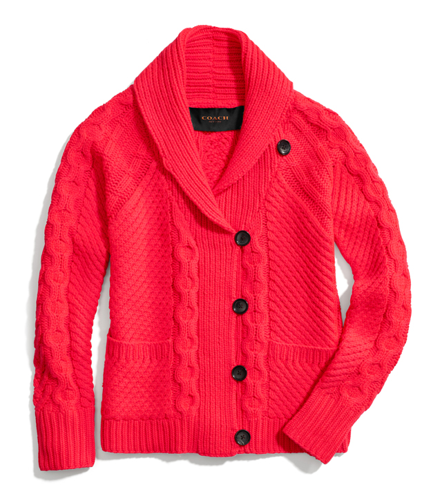 Coach Handknit Aran Shawl Cardigan