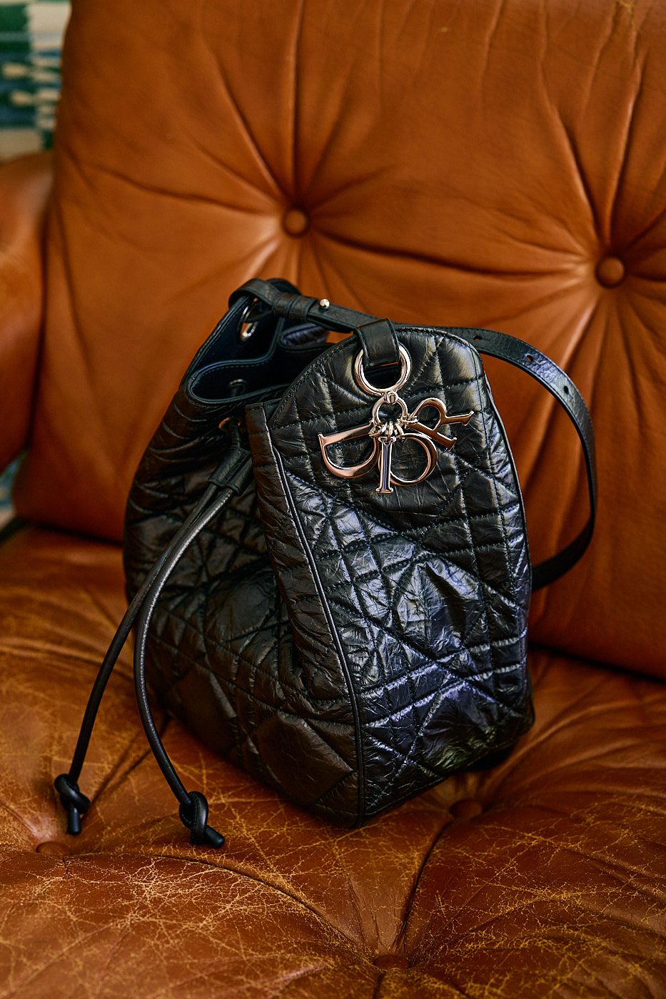 Dior D Motion Hobo Black Cannage DIOR logo
