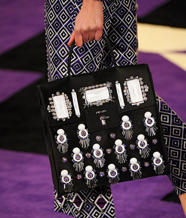 Prada Fall 2012 runway look with matching handbag