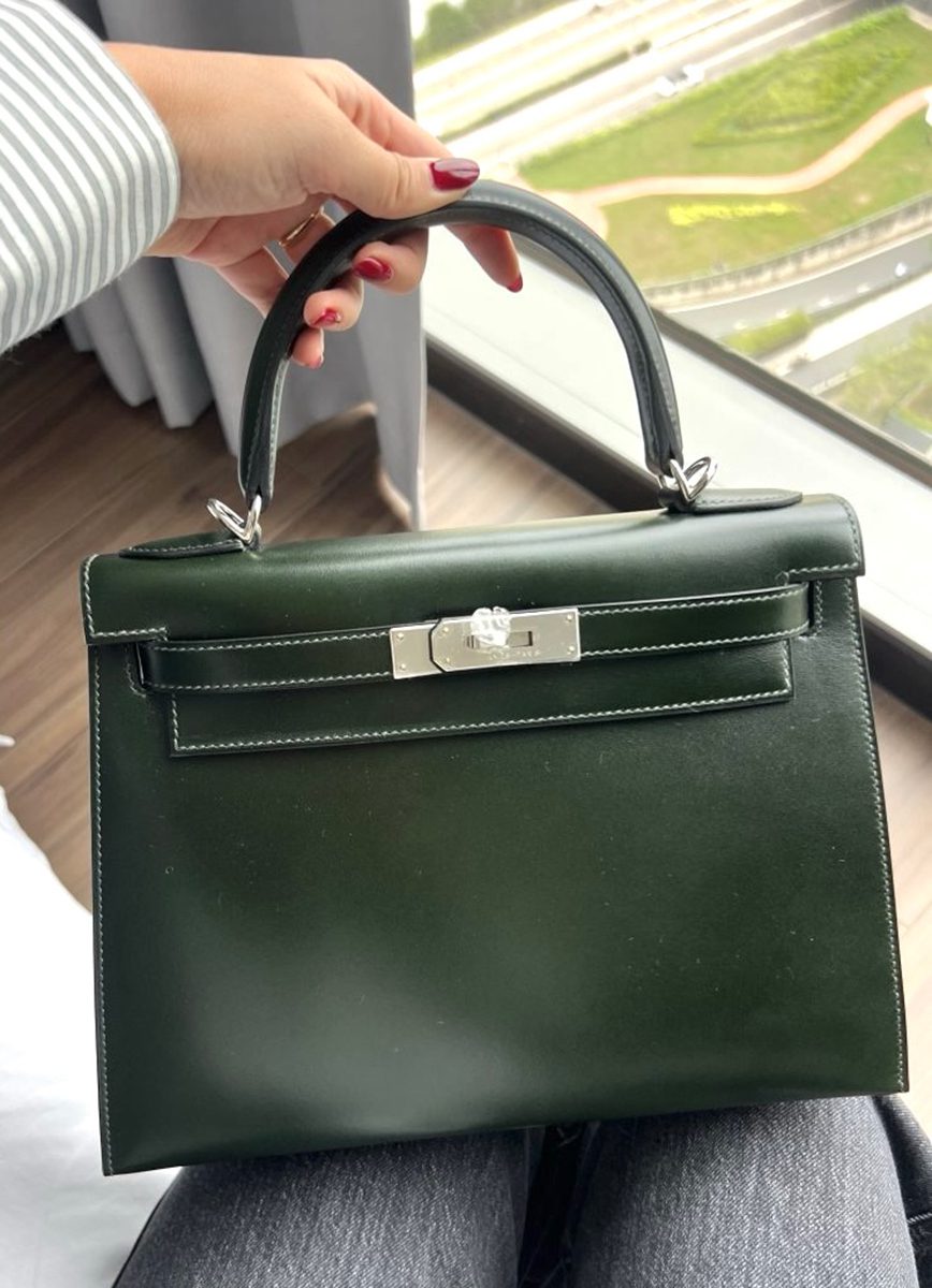 A 28cm Kelly in Vert Fonce Box with PHW