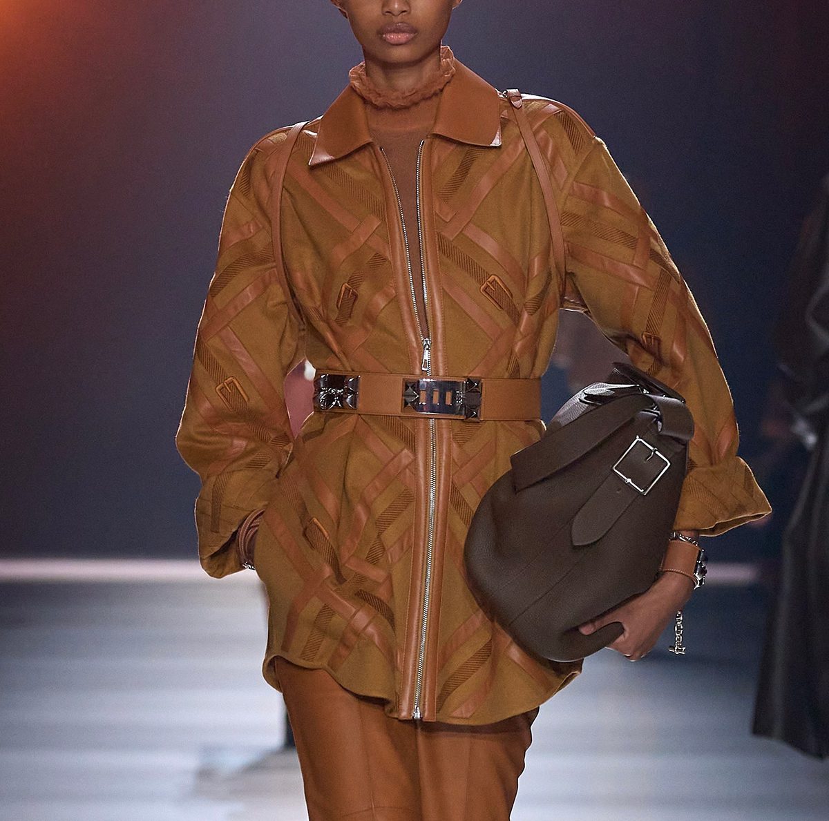 Herm&egrave;s AW24 Look 34. Photo via Vogue.com. 